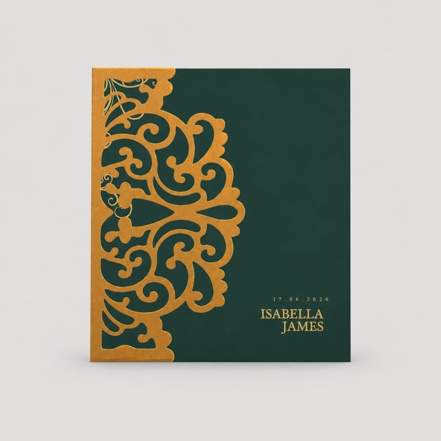 Wedding Card - Golden Floral