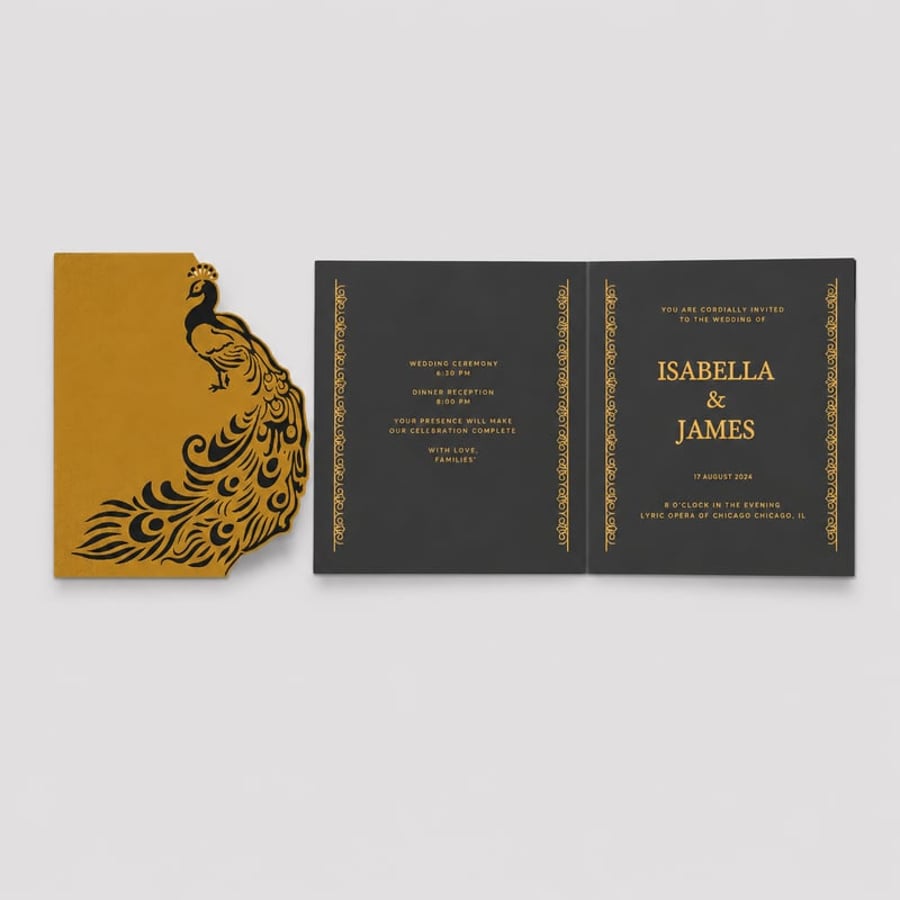 Wedding Card - Peacock